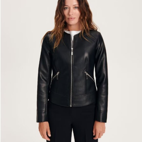 RESERVED Faux leather biker jacket sz12 * European Brand - Picture 2 of 9